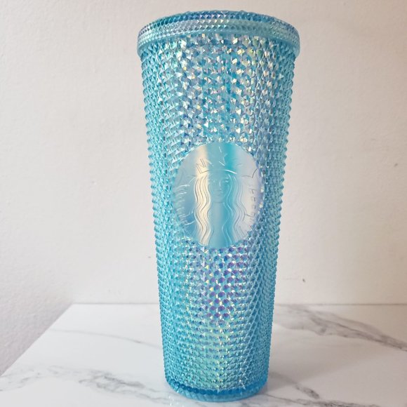 Starbucks Baby Blue Iridescent Diamond Studded Venti Cold Cup - Picture 1 of 9